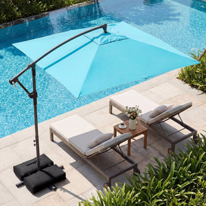 8 x 8 FT Offset Cantilever Patio Umbrella Square Hanging Outdoor Market Umbrella with 360° Rotation-Turquoise view 5