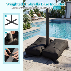 8 x 8 FT Offset Cantilever Patio Umbrella Square Hanging Outdoor Market Umbrella with 360° Rotation-Turquoise view 9