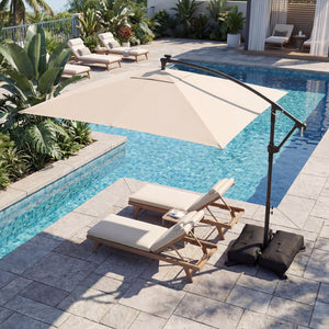 8 x 8 Square FT Solar LED Offset Cantilever Patio Umbrella with 360° Rotation-Beige view 5