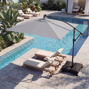 8 x 8 Square FT Solar LED Offset Cantilever Patio Umbrella with 360° Rotation-Gray view 5