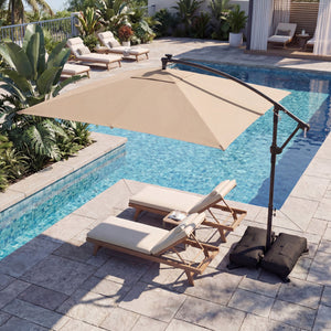 8 x 8 Square FT Solar LED Offset Cantilever Patio Umbrella with 360° Rotation-Rustic Brown view 5