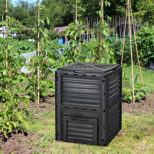 80-Gallon Outdoor Composter with Large Openable Lid and Bottom Exit Door-Black view 3