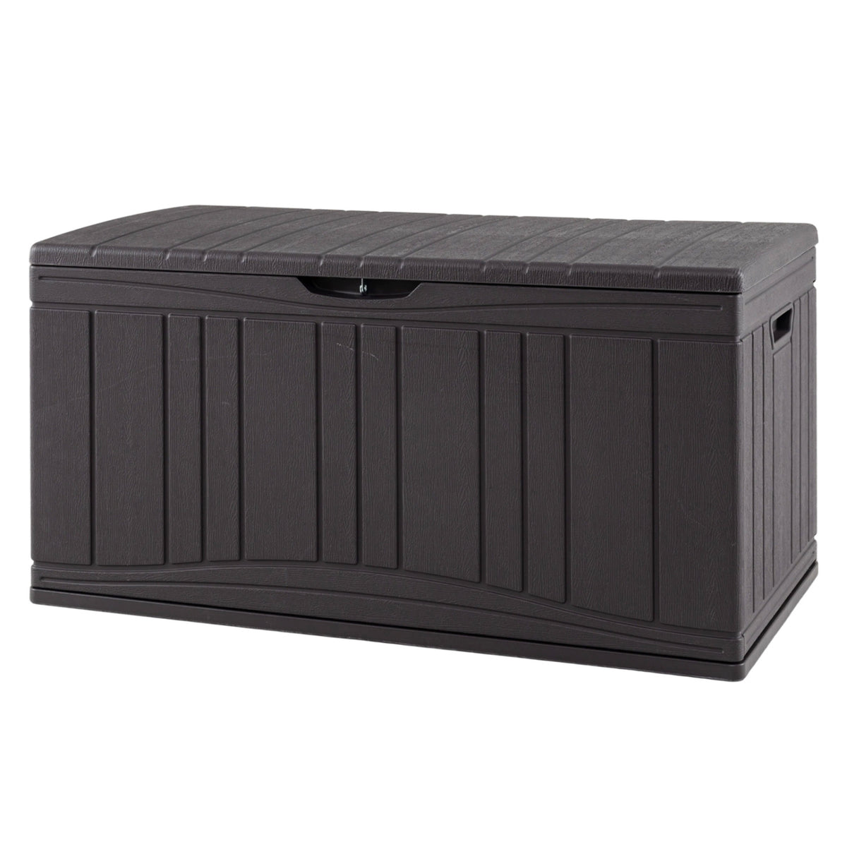 300 L Outdoor Deck Box with Lockable Lid for Garden Tools Cushions-Brown view 4