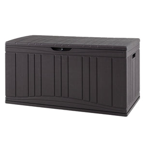 300 L Outdoor Deck Box with Lockable Lid for Garden Tools Cushions-Brown view 4