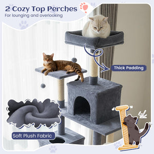 80 Inches Tall Cat Tree with 2 Large Condos and Dangling Toys-Dark Gray view 6