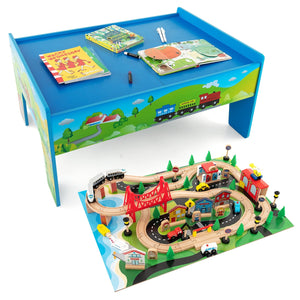 80-Piece Wooden Train Set and Table [Best Seller in the US] view 4