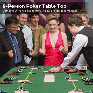 79 x 36 Inch 8-Player Foldable Poker Table Top with Carry Bag and Cup Holders view 2