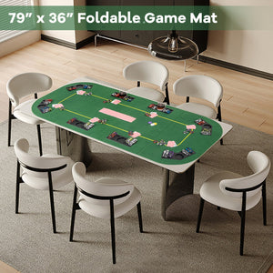 79 x 36 Inch 8-Player Foldable Poker Table Top with Carry Bag and Cup Holders view 3