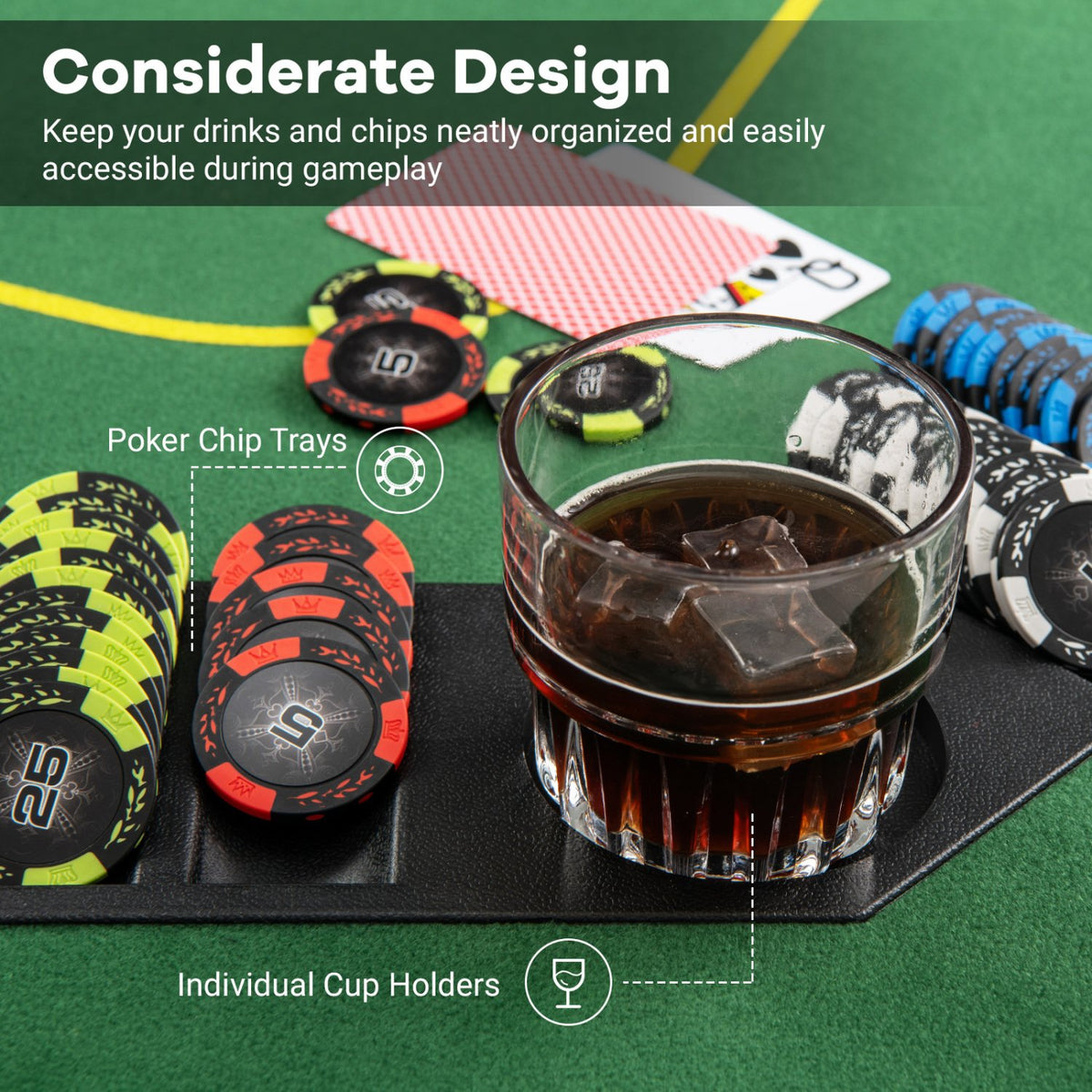 79 x 36 Inch 8-Player Foldable Poker Table Top with Carry Bag and Cup Holders view 6