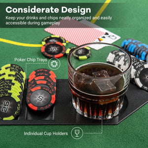 79 x 36 Inch 8-Player Foldable Poker Table Top with Carry Bag and Cup Holders view 6