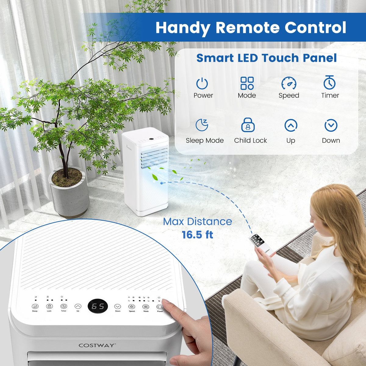 8000 BTU Portable Air Conditioner with Dehumidifier and Fan Mode view 3