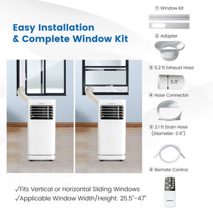8000 BTU Portable Air Conditioner with Dehumidifier and Fan Mode view 7