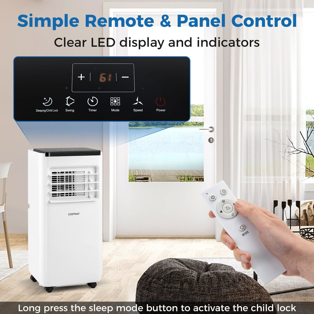 10000 BTU Portable Air Conditioner with Remote Control Cools up to 350 Sq.Ft view 5
