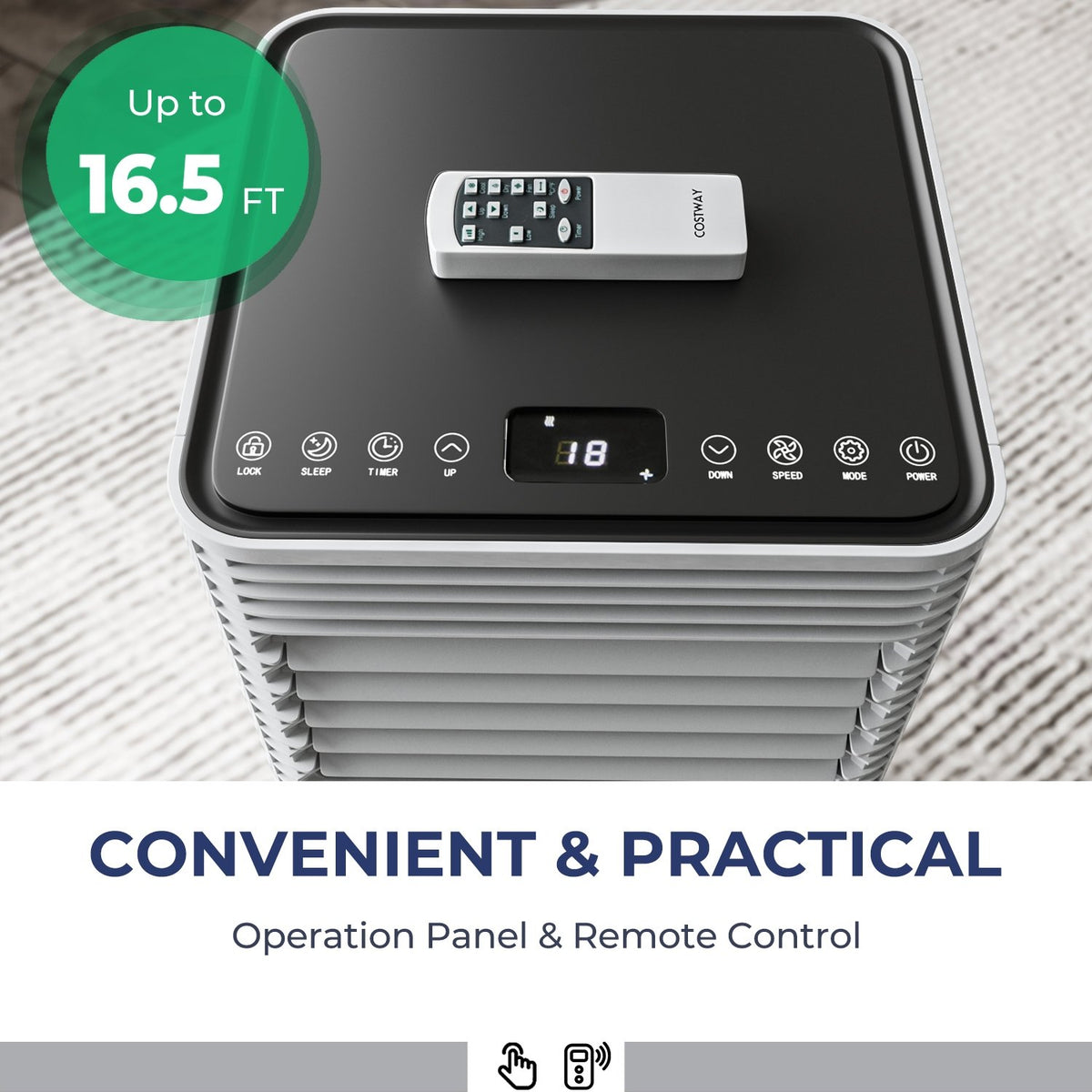 8000 BTU 3-in-1 Air Cooler with Dehumidifier and Fan Mode-Black view 7
