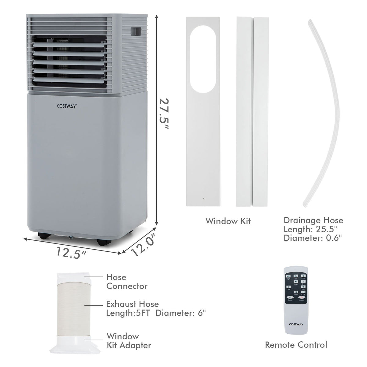 8000 BTU 3-in-1 Air Cooler with Dehumidifier and Fan Mode-Gray view 4