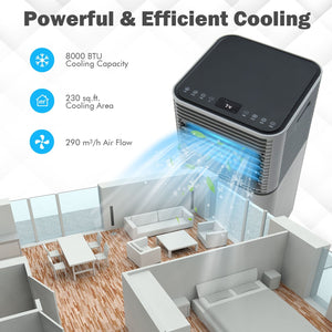 8000 BTU 3-in-1 Air Cooler with Dehumidifier and Fan Mode-Gray view 5