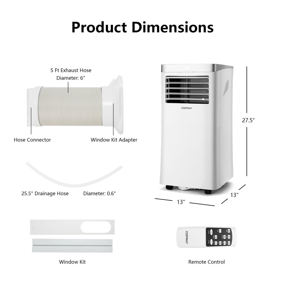 8000 BTU 3-in-1 Portable Air Conditioner with Remote Control-White view 5