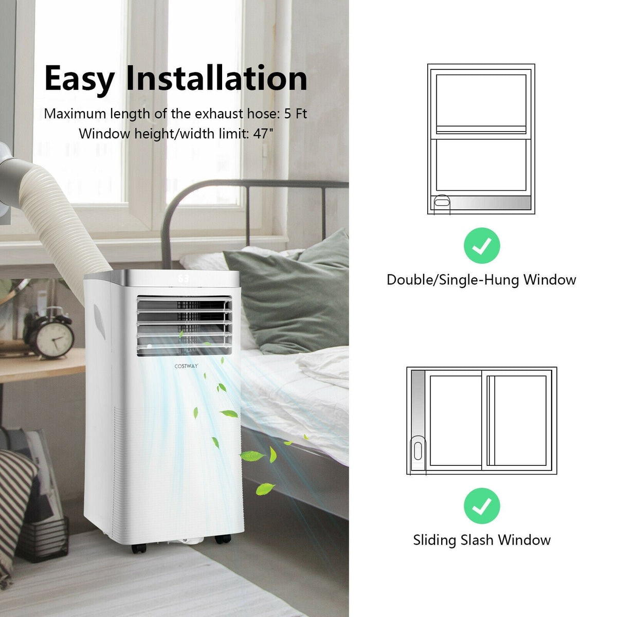 8000 BTU 3-in-1 Portable Air Conditioner with Remote Control-White view 6