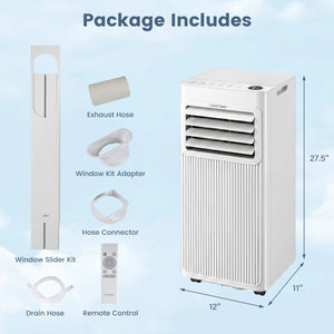8000 BTU Portable AC with Sleep Mode and Window Kit Cools 350 Sq.Ft-White view 3