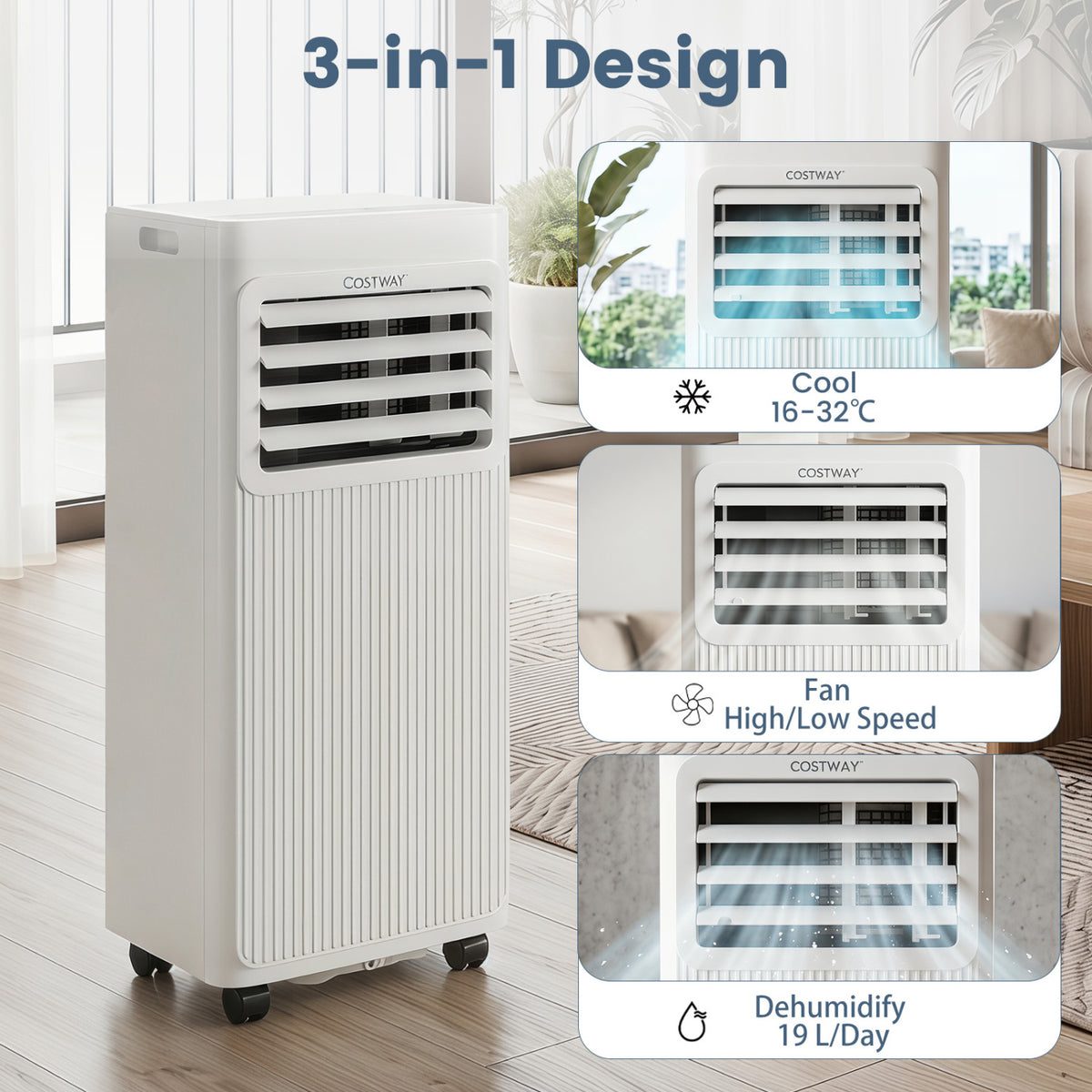 8000 BTU Portable AC with Sleep Mode and Window Kit Cools 350 Sq.Ft-White view 7