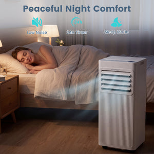 8000 BTU Portable AC with Sleep Mode and Window Kit Cools 350 Sq.Ft-White view 8