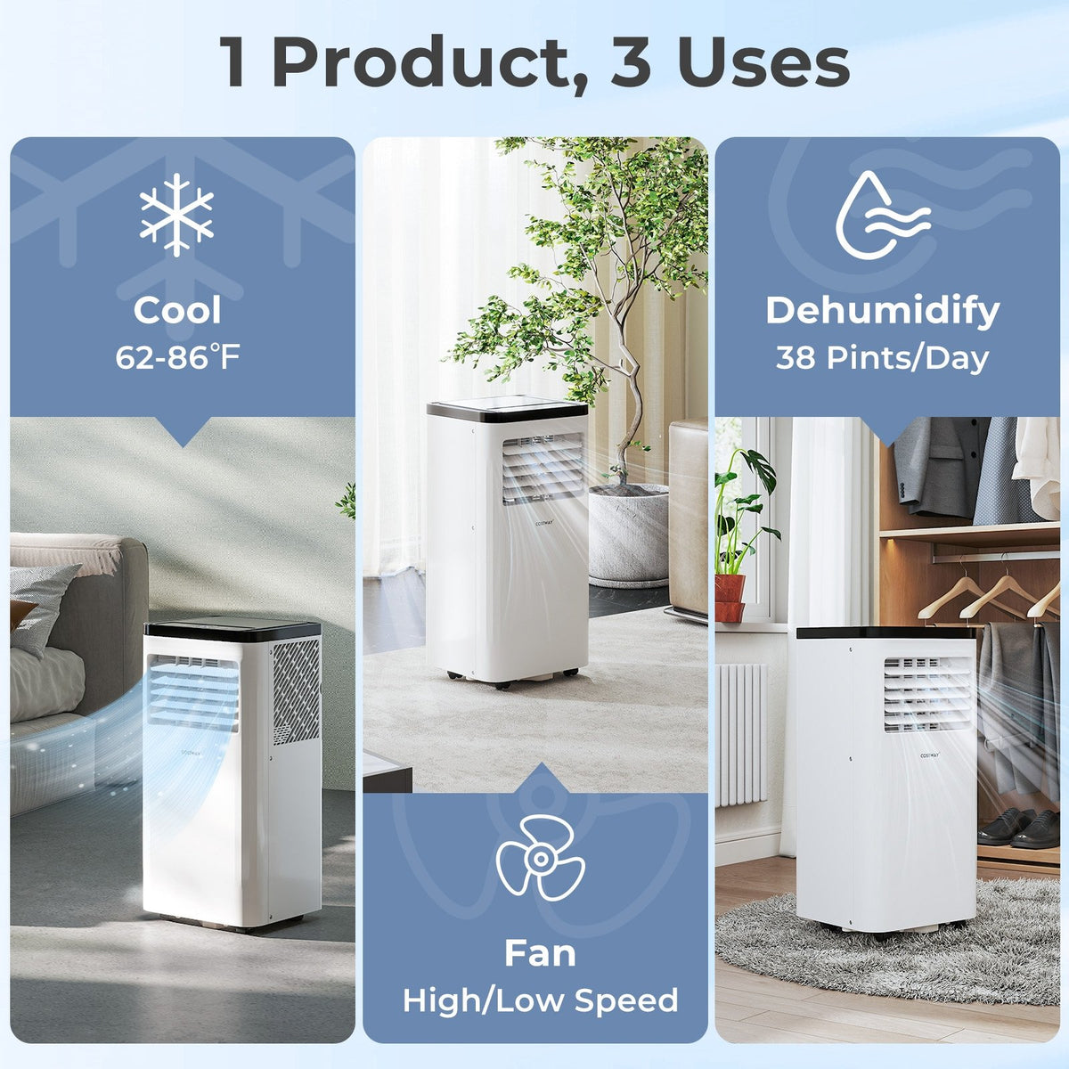 8000 BTU Portable Air Conditioner 3 in 1 Floor AC Unit view 6
