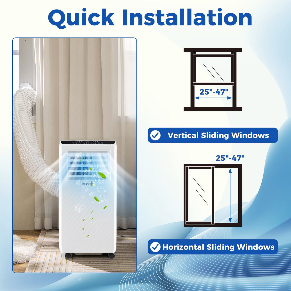 8000 BTU Portable Air Conditioner 3 in 1 Floor AC Unit with Fan and Dehumidifier view 9