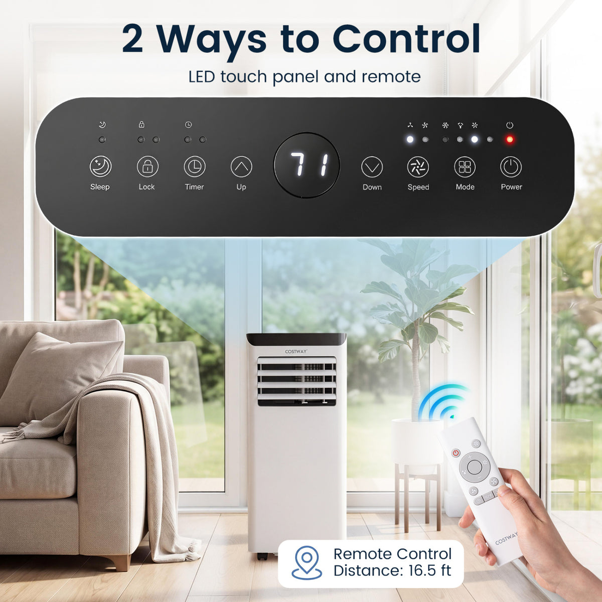 8000 BTU Portable Air Conditioner Cools with Dehumidifier and 24H Timer-Black view 5