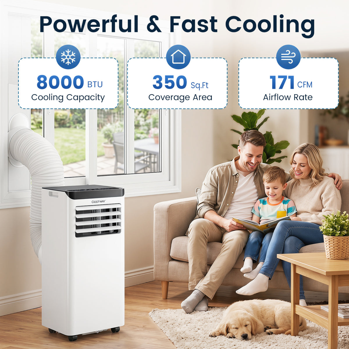 8000 BTU Portable Air Conditioner Cools with Dehumidifier and 24H Timer-Black view 7