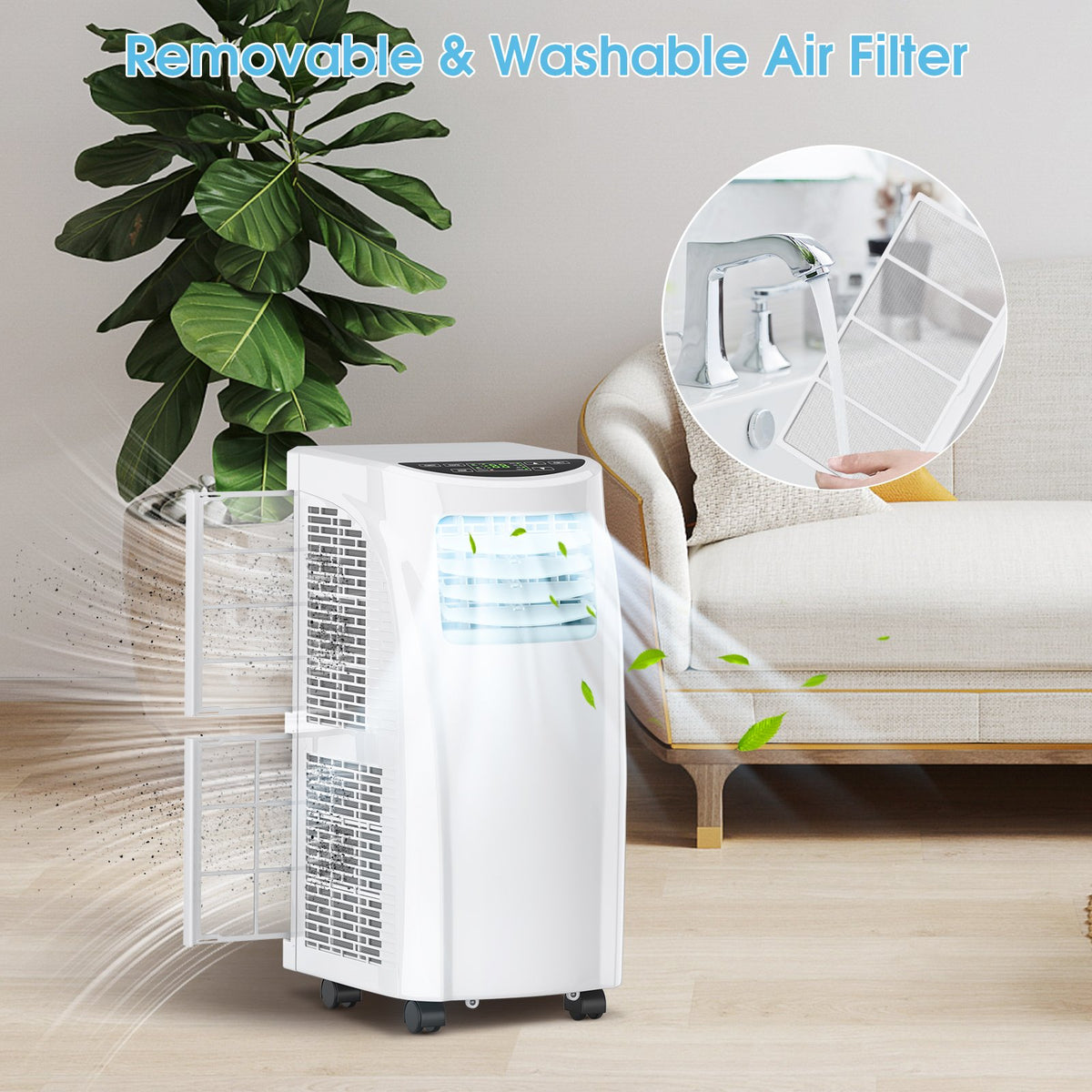 8000 BTU Portable Air Conditioner with Dehumidifier Function and Sleep Mode view 3