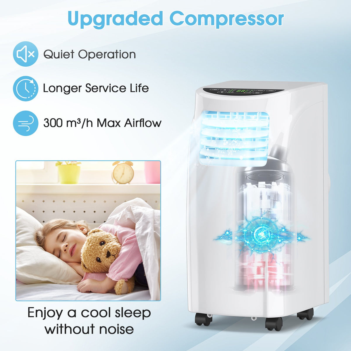 8000 BTU Portable Air Conditioner with Dehumidifier Function and Sleep Mode view 6