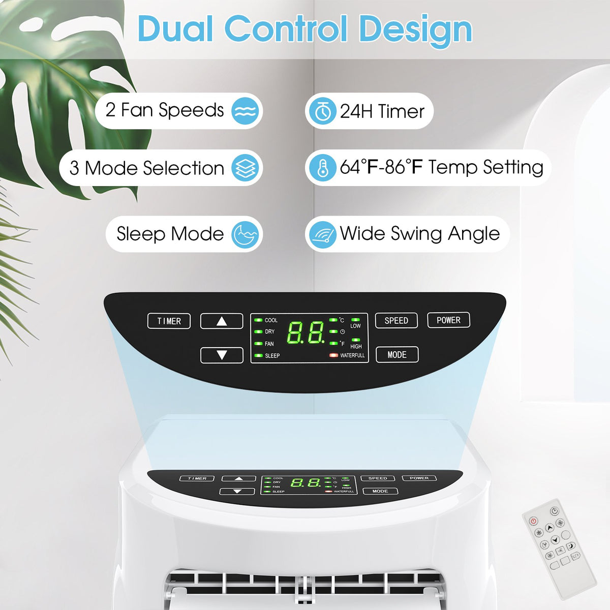 8000 BTU Portable Air Conditioner with Dehumidifier Function and Sleep Mode view 7