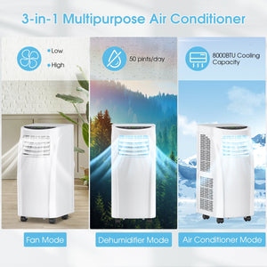 8000 BTU Portable Air Conditioner with Dehumidifier Function and Sleep Mode view 8