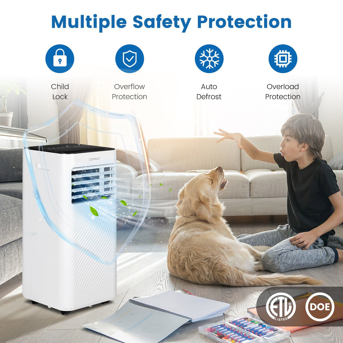 8000 BTU Portable Air Conditioner with Remote Control and Sleep Mode-Black view 4