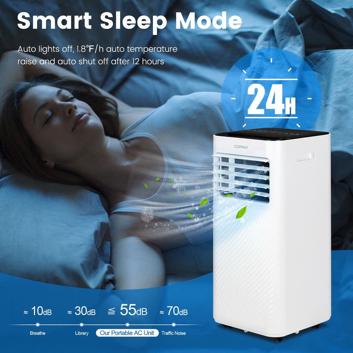 8000 BTU Portable Air Conditioner with Remote Control and Sleep Mode-Black view 7