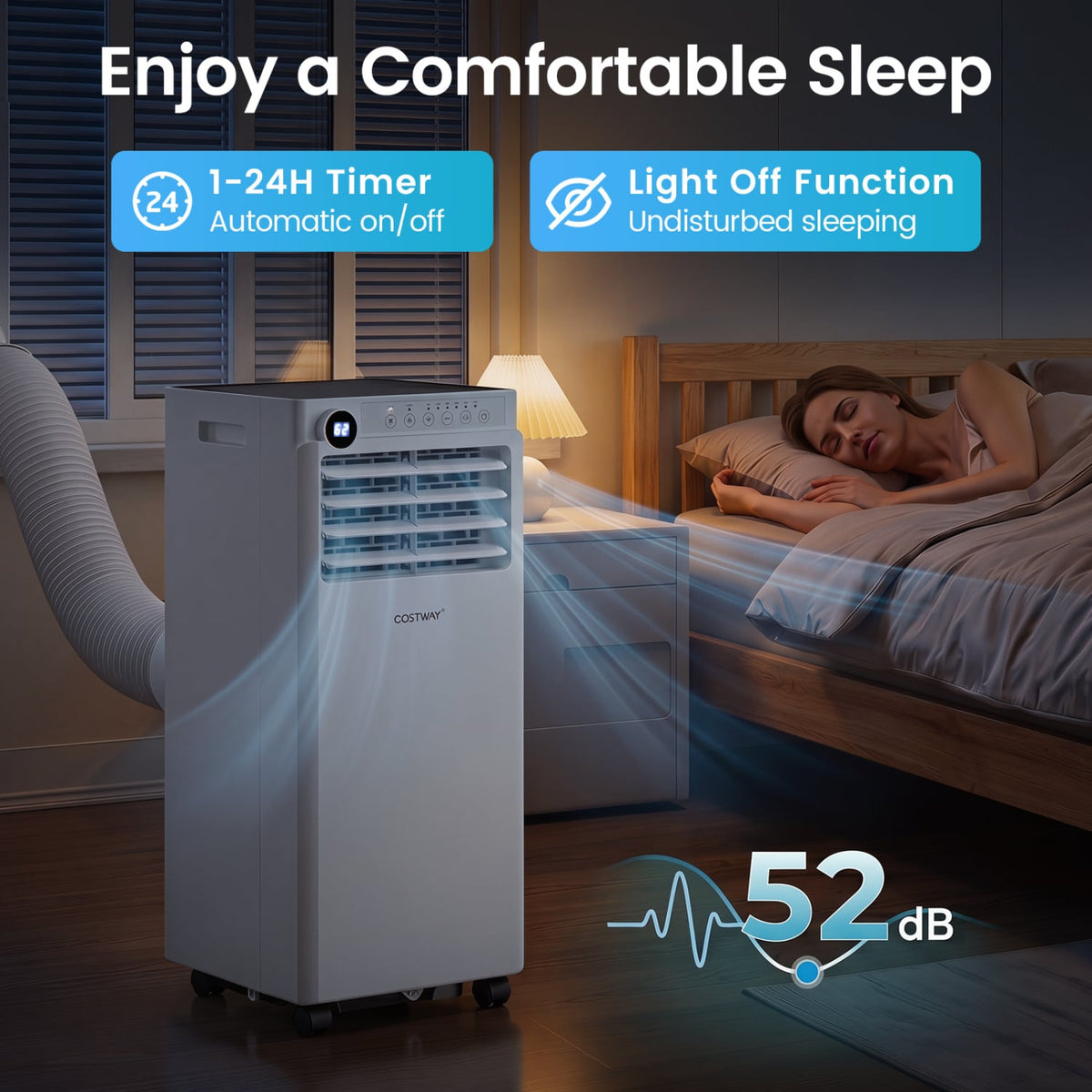 8000 BTU Portable Air Conditioner with Dehumidifier and 24H Timer-White view 7