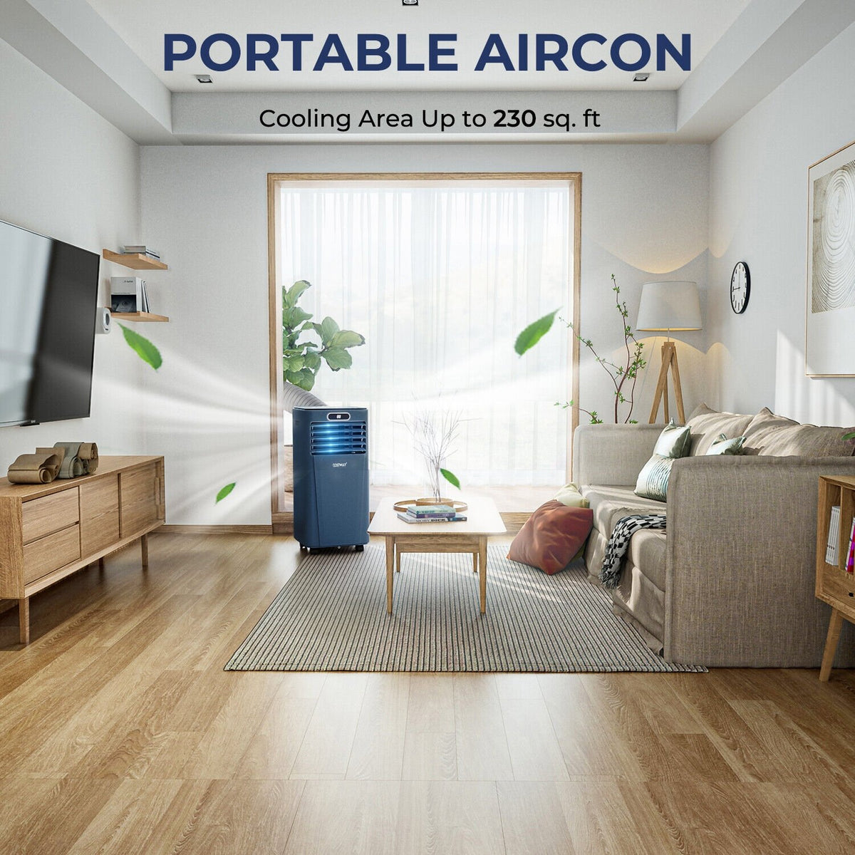 8000BTU 3-in-1 Portable Air Conditioner with Remote Control-Dark Blue view 2