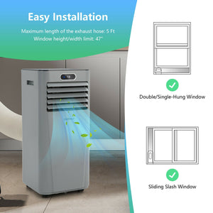 8000BTU 3-in-1 Portable Air Conditioner with Remote Control-Gray view 7