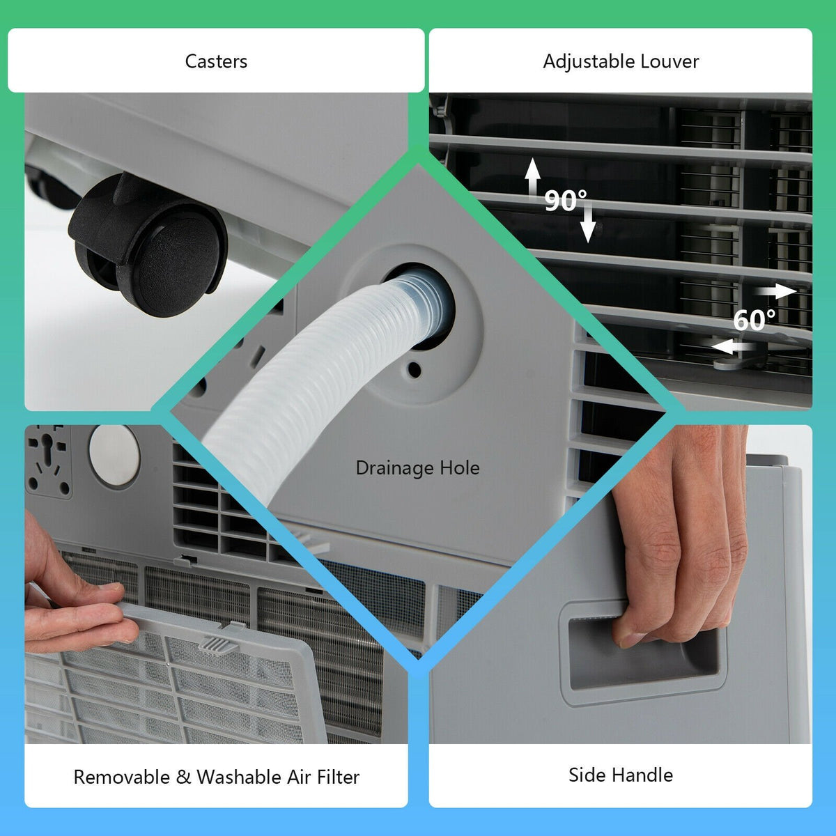 8000BTU 3-in-1 Portable Air Conditioner with Remote Control-Gray view 9