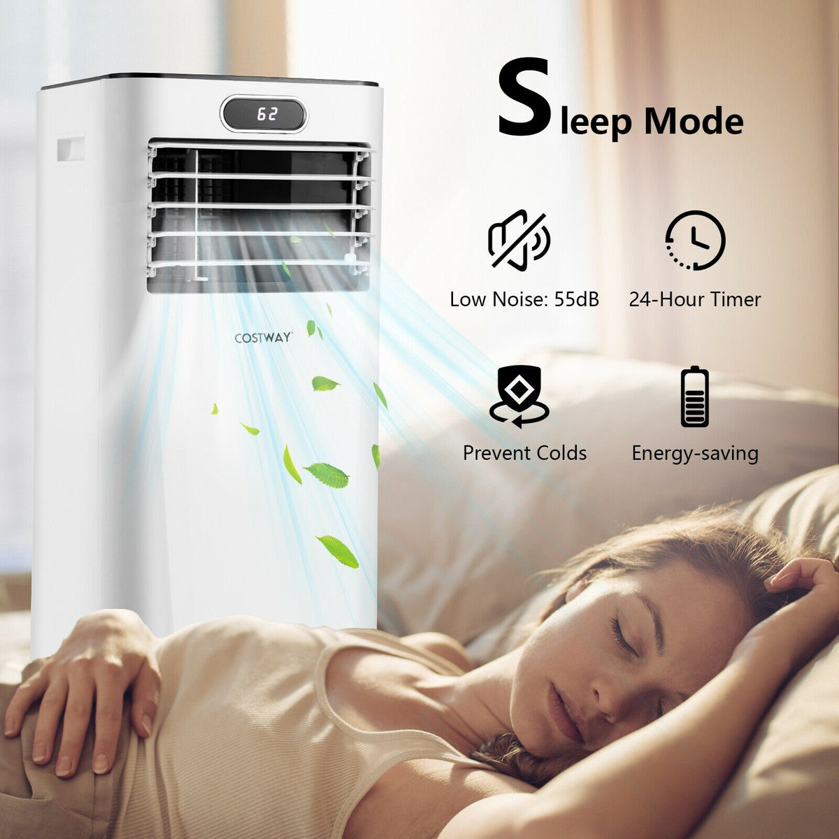 8000BTU 3-in-1 Portable Air Conditioner with Remote Control-White view 4