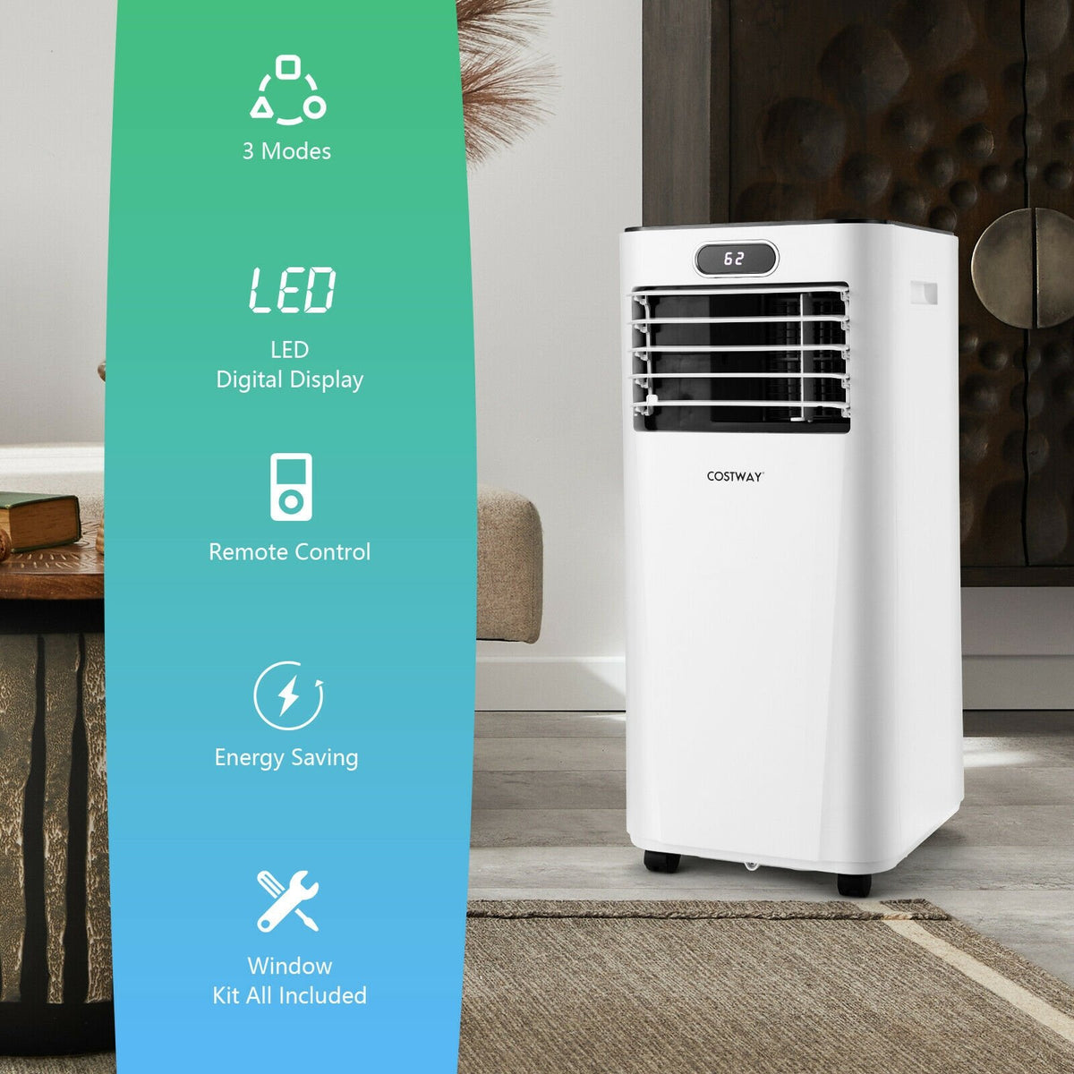 8000BTU 3-in-1 Portable Air Conditioner with Remote Control-White view 5