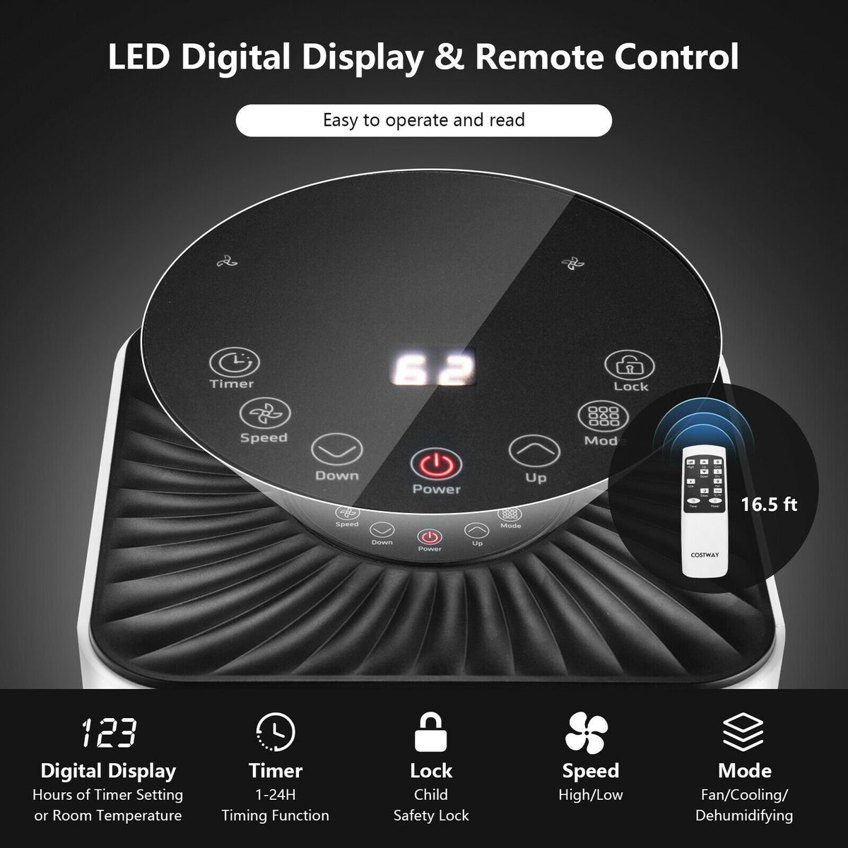 8000BTU 3-in-1 Portable Air Conditioner with Remote Control-White view 9