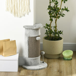 23" Cat Scratching Post with Covered Plush, Play Balls, for Indoor Cats, Grey