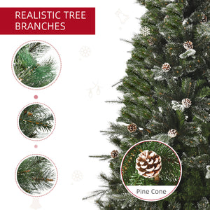 HOMCM 6FT Artificial Christmas Snow Pine Tree Holiday Home Xmas Decoration with Automatic Open, Pinecone