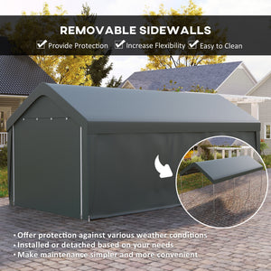 Carport, 10 x 20 ft Portable Garage with 2 Roll-Up Doors and Removable Sidewalls for Car, Truck, Boat – view 6