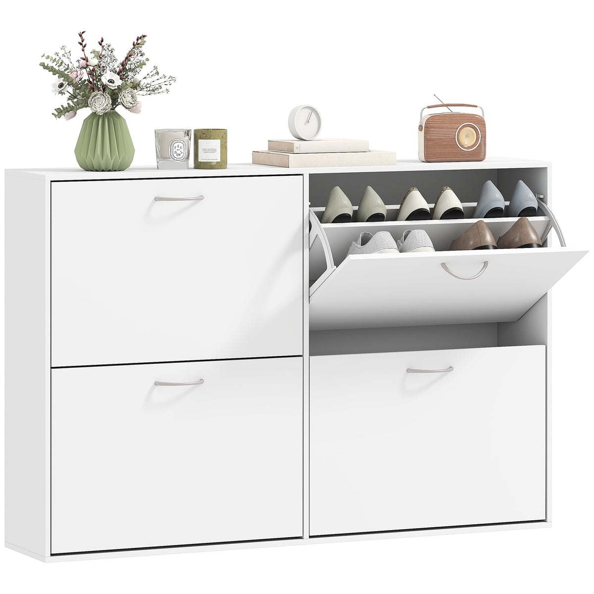 Flip Down Shoe Storage, Multi Cabinet, Wooden Shoe Rack, Entryway Shelf, 4 Drawer Organizer – view 8