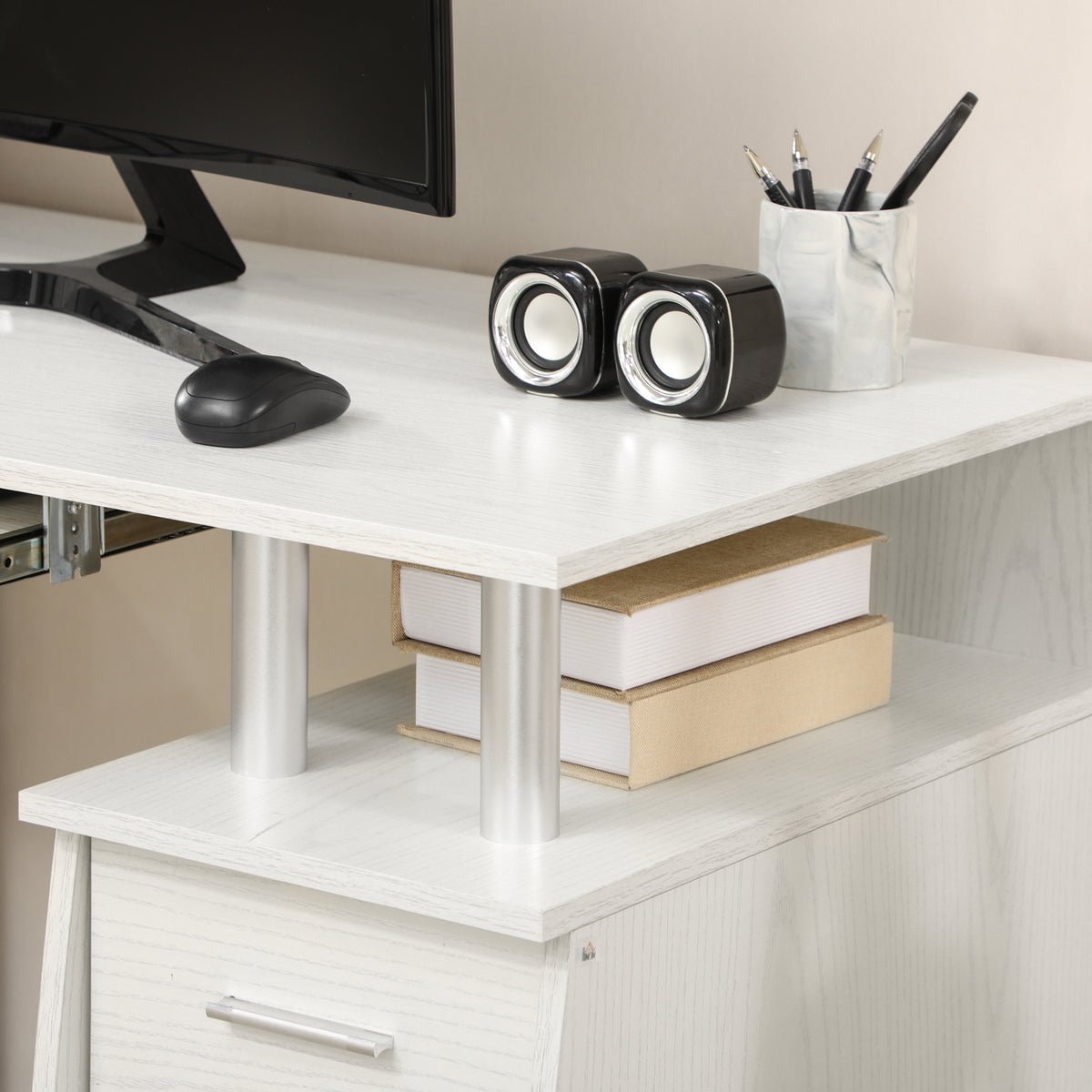 47" Computer Desk with Keyboard Tray and Storage Drawers – view 13