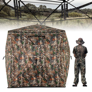 82 Inch Tall Hunting Blind 270° One Way See Through Ground Tent for 3-4 People view 3