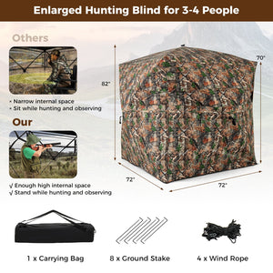 82 Inch Tall Hunting Blind 270° One Way See Through Ground Tent for 3-4 People view 4
