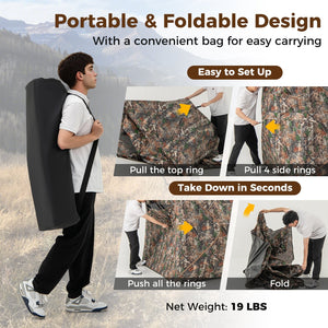 82 Inch Tall Hunting Blind 270° One Way See Through Ground Tent for 3-4 People view 7